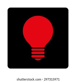 Electric Bulb icon from Primitive Buttons OverColor Set. This rounded square flat button is drawn with intensive red and black colors on a white background.