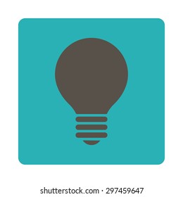 Electric Bulb icon from Primitive Buttons OverColor Set. This rounded square flat button is drawn with grey and cyan colors on a white background.