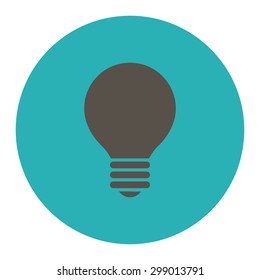 Electric Bulb icon from Primitive Round Buttons OverColor Set. This round flat button is drawn with grey and cyan colors on a white background.