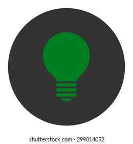 Electric Bulb icon from Primitive Round Buttons OverColor Set. This round flat button is drawn with green and gray colors on a white background.