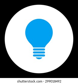 Electric Bulb icon from Primitive Round Buttons OverColor Set. This round flat button is drawn with blue and white colors on a black background.
