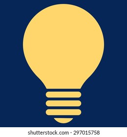 Electric Bulb icon from Primitive Set. This isolated flat symbol is drawn with yellow color on a blue background, angles are rounded.