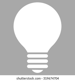 Electric Bulb icon from Primitive Set. This isolated flat symbol is drawn with white color on a silver background, angles are rounded.