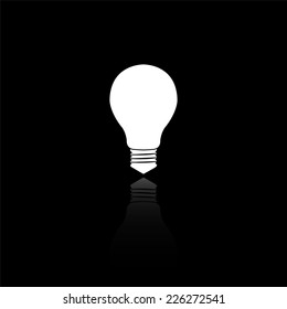 electric bulb icon - vector illustration with reflection isolated on black