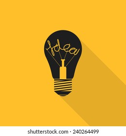 Electric bulb idea flat design concept vector illustration.