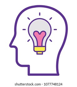 
An electric bulb inside human head concept of mental power abiblity
