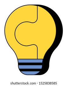Electric bulb, isolated icon of lightbulb made of pieces in form of puzzle. Business idea or concept. Symbol of creative thought for work and projects improvements vector in flat style illustration
