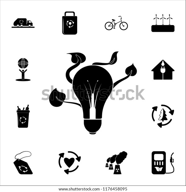 electric bulb and leaves icon. Ecology icons\
universal set for web and\
mobile
