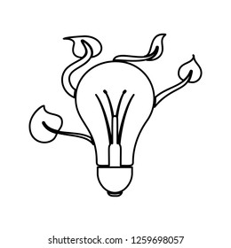 electric bulb and leaves icon. Element of cyber security for mobile concept and web apps icon. Thin line icon for website design and development, app development