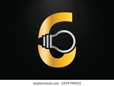 Electric bulb Logo With 6 Letter Concept Vector Template. industrial and technology logo symbols
