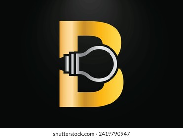 Electric bulb Logo With B Letter Concept Vector Template. industrial and technology logo symbols