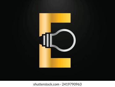Electric bulb Logo With E Letter Concept Vector Template. industrial and technology logo symbols