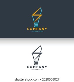 logotipo de bombilla eléctrica y plantilla de logotipo electrónico