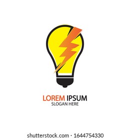 Logo de la bombilla eléctrica e icono Plantilla de diseño del vector.