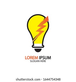 Logo de la bombilla eléctrica e icono Plantilla de diseño del vector.