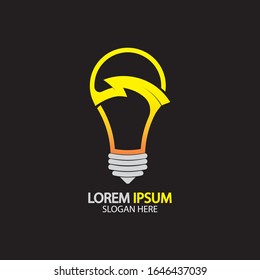 Logo de la bombilla eléctrica e icono Plantilla de diseño del vector.