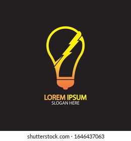 Logo de la bombilla eléctrica e icono Plantilla de diseño del vector.