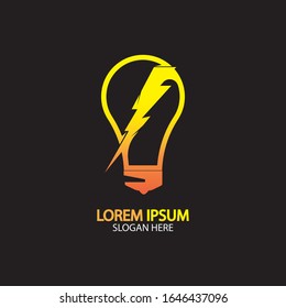 Logo de la bombilla eléctrica e icono Plantilla de diseño del vector.