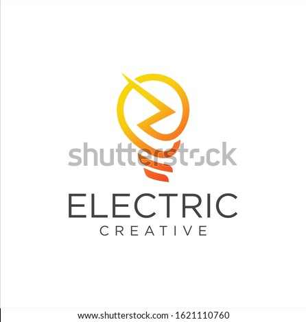 Electric Bulb Logo Icon Vector Design Stock . Bulb Tech Logo.  Digital Bulb Logo.