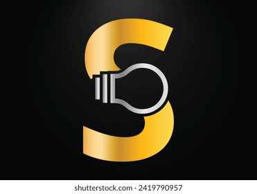 Electric bulb Logo With S Letter Concept Vector Template. industrial and technology logo symbols