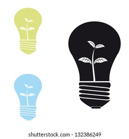 Electric bulb with a plant inside.Vector. EPS-10 (non transparent elements,non gradient)