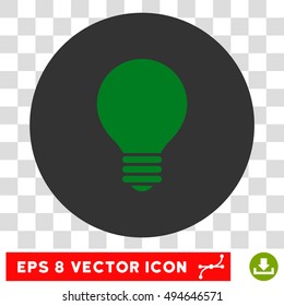 Electric Bulb round icon. Vector EPS illustration style is flat iconic bicolor symbol, green and gray colors, transparent background.