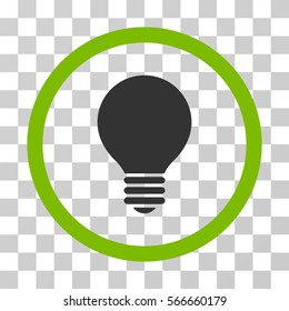 Electric Bulb rounded icon. Vector illustration style is flat iconic bicolor symbol inside a circle, eco green and gray colors, transparent background. Designed for web and software interfaces.