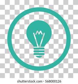Electric Bulb rounded icon. Vector illustration style is flat iconic symbol inside a circle, cyan color, transparent background. Designed for web and software interfaces.