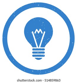 Electric Bulb rubber seal stamp watermark. Icon symbol inside circle frame with grunge design and corrosion texture. Scratched vector cobalt ink sticker on a white background.
