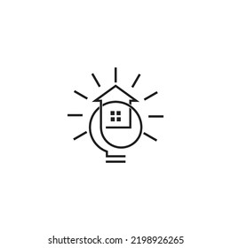 Electric Bulb Shine Home Energy Logo Vector 