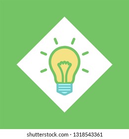 Electric bulb in square vector, glowing lightbulb idea isolated icon. Brainstorming creativity, lines illumination. Object symbolizing business solution