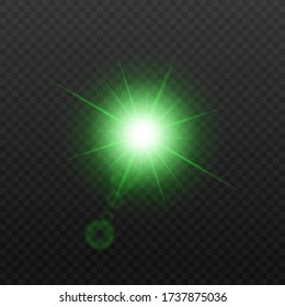 Electric bulb or star rays flash light 3d realistic effect vector illustration isolated on transparent background. Abstract round glowing holiday illumination element.