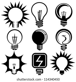 electric bulb symbols and icons set