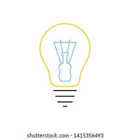 Electric bulb thin line icon. Idea and creativity symbol on white background.
