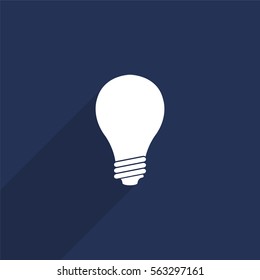 Electric bulb vector icon with long shadow isolated on  blue