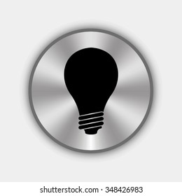 electric bulb vector icon on round metallic button