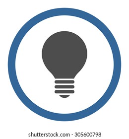 Electric Bulb vector icon. This rounded flat symbol is drawn with cobalt and gray colors on a white background.