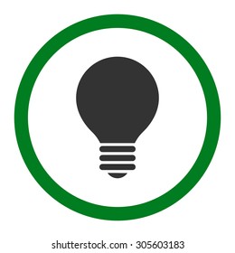 Electric Bulb vector icon. This rounded flat symbol is drawn with green and gray colors on a white background.