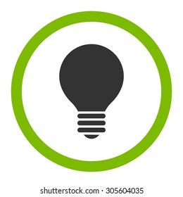 Electric Bulb vector icon. This rounded flat symbol is drawn with eco green and gray colors on a white background.
