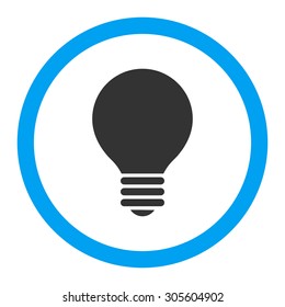 Electric Bulb vector icon. This rounded flat symbol is drawn with blue and gray colors on a white background.