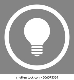 Electric Bulb vector icon. This rounded flat symbol is drawn with white color on a gray background.