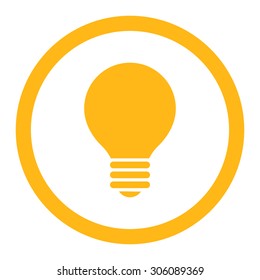 Electric Bulb vector icon. This rounded flat symbol is drawn with yellow color on a white background.