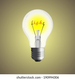 Electric bulb with a word light instead of a filament