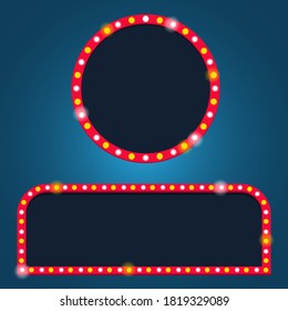 Electric Bulbs Billboard. Empty Retro light frames for Text. Vector illustration