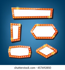 Electric bulbs billboard. Retro light frames. vector illustration.