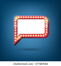 Electric bulbs billboard with speech bubble design, Retro light frames. Vector illustration.
