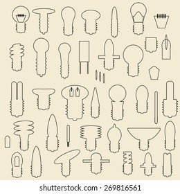 Electric bulbs linear icons set. Perfect for web design vector illustration.