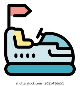 Electric bumper car navigating a funfair ride, offering entertainment and amusement