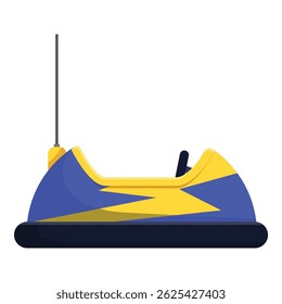 Electric bumper car standing still with antenna on top in side view