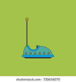 Electric bumper red car flat line icon, amusement park, children toy car, children electric car